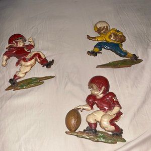 Set of 3 sexton vintage football iron hanging decor